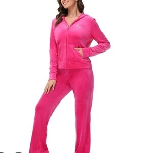 🆕 Women's Pink Velour Hoodie & Pants Set Small